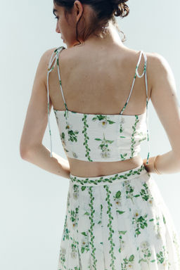 Crop top plisado en mezcla de lino - H&m фото 5