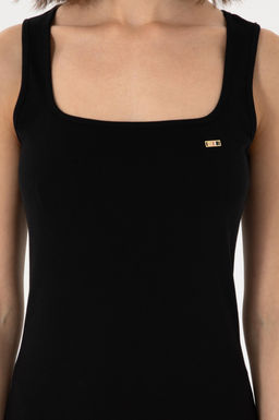 Kad_n Siyah Y_rtma_l_ Kolsuz Kare Yaka _rme Elbise Sepette S_rpriz _ndirim - U.s. polo assn фото 6