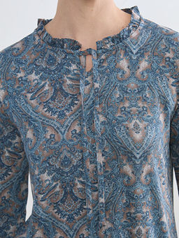 Ba?lamal? Yaka Desenli Bluz