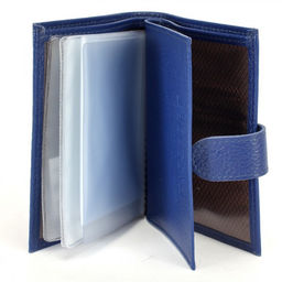 Обложка для авто+паспорт-Croco-ВП-1022 с хляст, двойн стенка, натуральная кожа васильковый флотер (105) 227361  фото 3