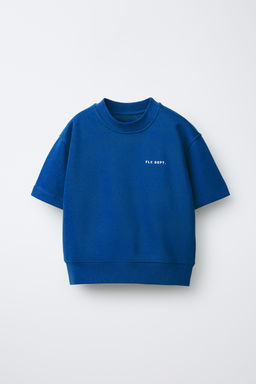 SUDADERA MANGA CORTA TEXTO RELIEVE / Azul?n