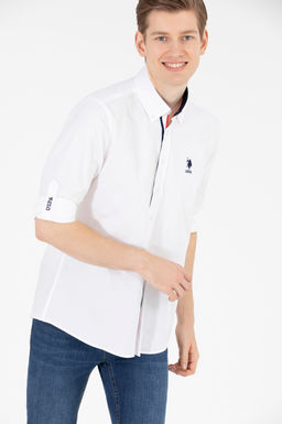 U. S. Polo Assn / Мужская белая рубашка с длинным рукавом - U.s. polo assn фото 3