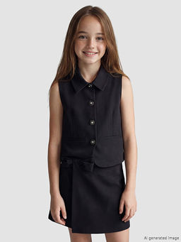 K?z ?ocuk Fiyonk Detayl? ?ort Etek