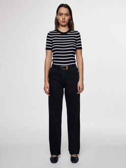 CONTE CON-621 Джинсы прямого кроя из eco-friendly денима с необработанным краем washed black