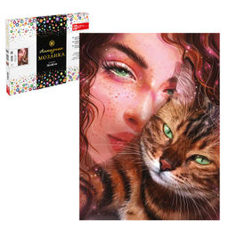Алмазная мозаика (набор для творчества) арт. 65583 / 25 ДЕВУШКА С КОТОМ, размер: 30*40 см, (24 цвет