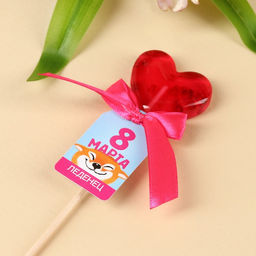 Цена за 2 шт. Леденец с цветами 8 марта, вкус: малина, БЕЗ САХАРА, 12 г - Фабрика счастья фото 3