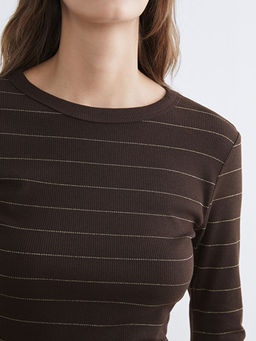 Bisiklet Yaka ?izgili Kad?n Ti??rt