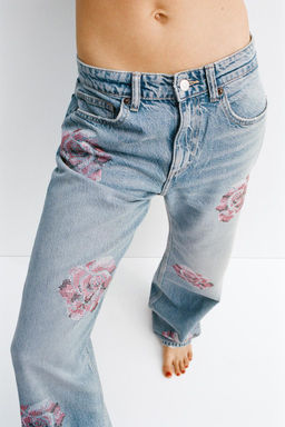 TRF SLOUCHY RHINESTONE MID-WAIST JEANS - Zara фото 3