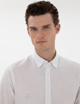 Рубашка Pierre Cardin Slim Fit серая длинный рукав