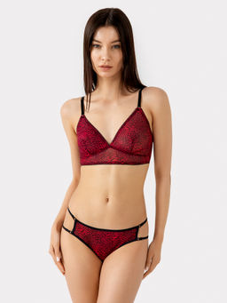 Бюстгальтер женский в красном цвете с принтом абстракция абстракция на красном 512421 - Mark formelle фото 2