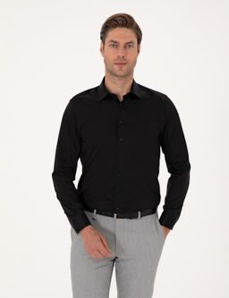 Siyah Slim Fit Uzun Kollu Basic G_mlek
