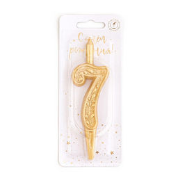 Цена за 2 шт. Свеча для торта цифра «Золотой узор», 10.2 см, цифра 7