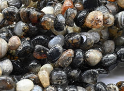 Бусины из агата галтовка 10*6мм, 36см, 44 бусины Радуга камня