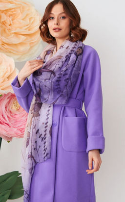 Большой, мягкий, тонкий и очень нежный двусторонний палантин с рисунком в стиле арт-деко - Tantino фото 11