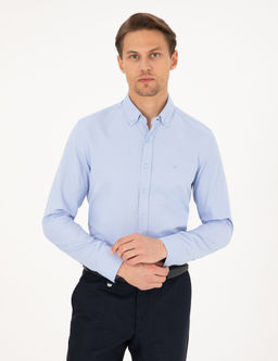 A__k Mavi Slim Fit Uzun Kollu G_mlek