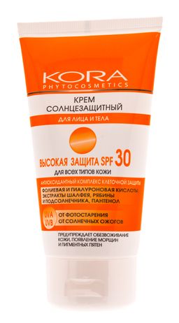 Кора Крем солнцезащитный SPF 30 для лица и тела 150 мл (КОРА, Солнце) - Kora фото 2