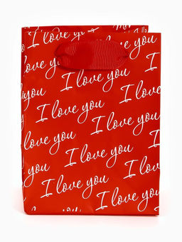 Цена за 4 шт. Пакет подарочный ламинированный Love you, 9×12×6.5 см