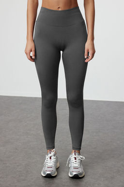 Antrasit Genis Bel Lastikli Ekstra Toparlay?c? Tam Boy Orme Spor Tayt TWOAW21TA0029