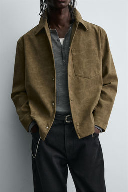 BOXY FIT FAUX SUEDE OVERSHIRT - Zara фото 5