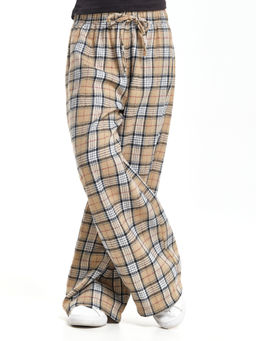 Брюки палаццо спортивные штаны для девочки одежда в клетку UD 7875(5161) кофе/беж клетка - Mini maxi фото 3