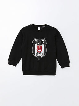 Bisiklet Yaka Be?ikta? Bask?l? Erkek ?ocuk Sweatshirt