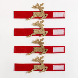 Цена за 2 шт. Набор декоративных колец для салфеток Золотой олень, 4 шт., d=5 см, 100% п/э, фетр