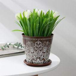 Цена за 2 шт. Горшок для цветов Доляна «Кракле», 800 мл, цвет коричневый