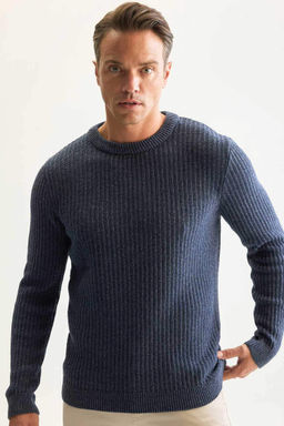 Standart Fit Bisiklet Yaka Dokulu Triko Kazak - Defacto фото 3