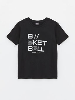 Bisiklet Yaka Bask?l? K?sa Kollu Erkek ?ocuk Ti??rt
