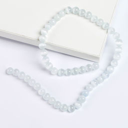 Бусины из натурального камня «Кошачий глаз» набор 50 шт., 1 шт. — 8 мм, белый