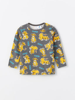 Bisiklet Yaka Aslan Kral Bask?l? Erkek Bebek Pijama ?st