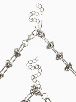 Набор 2 предмета: цепь, браслет «Узел», 20, 40 см, медь, цвет серебро