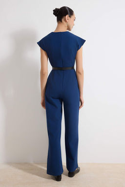 Petrol Kemerli Kruvaze Yaka Maxi Tulum Tulum TWOSS21TU0004