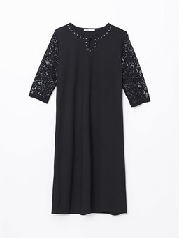 Bisiklet Yaka Dantel Detayl? Elbise