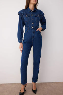 Trendyolmilla Limited Edition Indigo Dikis Detayl? Denim Tulum TWOAW22TU0040  фото 4