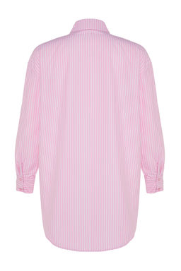 TRENDYOLMILLA Mavi Cizgili Dokuma Plaj Gomlegi TBESS22GO0664  фото 24