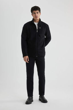 Флисовый кардиган стандартного кроя с воротником-стойкой - Defacto фото 2