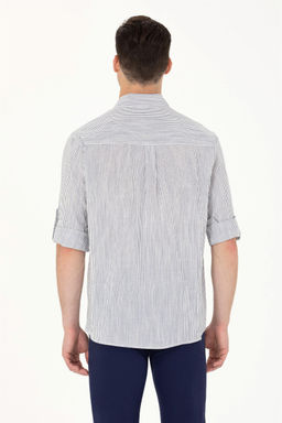 U. S. Polo Assn Мужская белая рубашка в темно-синюю полоску - U.s. polo assn фото 12