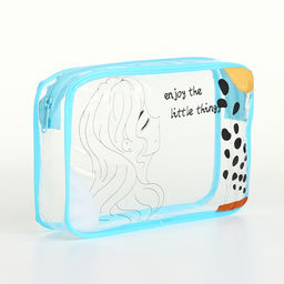Косметичка на молнии для бассейна, с принтом Enjoy, голубая