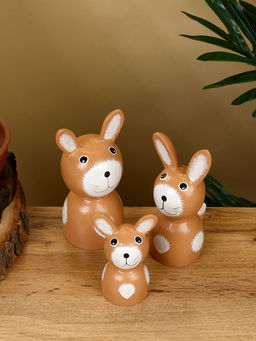 Набор сувенирный Зайки, h=15 см, h=13 см, h=10.5 см, дерево, коричневый