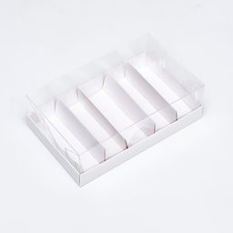 Кондитерская коробка складная под 5 эклеров, белая, 22×13.5×7 см