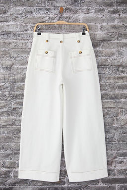 Trendyolmilla Beyaz Kal?n Gabardin %100 Pamuk Kumas Wide Leg Extra Genis Paca Pantolon TWOSS25PL00100  фото 7