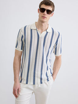 Polo Yaka ?izgili Havlu Kuma? Erkek Ti??rt