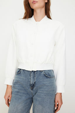 TRENDYOLMILLA Ekru Crop Ince Bomber Mont TWOSS24MO00032 фото 12