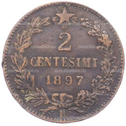 Монета 2 чентезимо 1897 года Италия