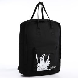 Рюкзак школьный текстильный Anime, 38×27×13 см, чёрный