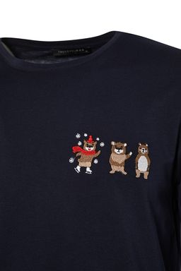 Trendyolmilla Man Lacivert Erkek Regular Fit Alt Ekose Orme Aile Kombini %100 Pamuk Pijama Tak?m? THMAW22PT0431  фото 7