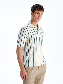 Polo Yaka ?izgili Penye Erkek Ti??rt