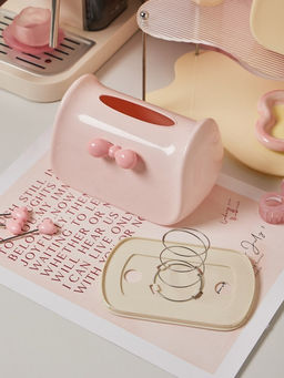 Салфетница Glossy bow, pink (21*12,5*12,5 см)