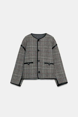 REVERSIBLE JACKET WITH FAUX LEATHER TRIMS